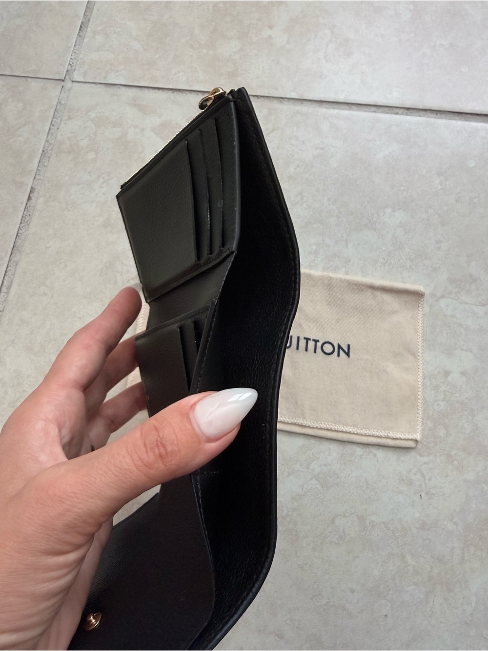 Louis Vuitton Black Monogram Embossed Victorine Wallet with Gold Snap - Picture 6 of 11